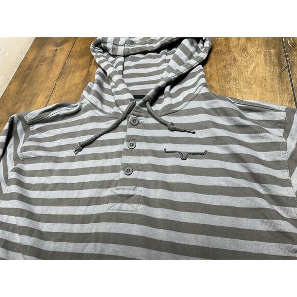 Kimes Ranch Hoodie Mens 2XL Gray Henley Striped Sweater Western Work Cowboy - Picture 4 of 9